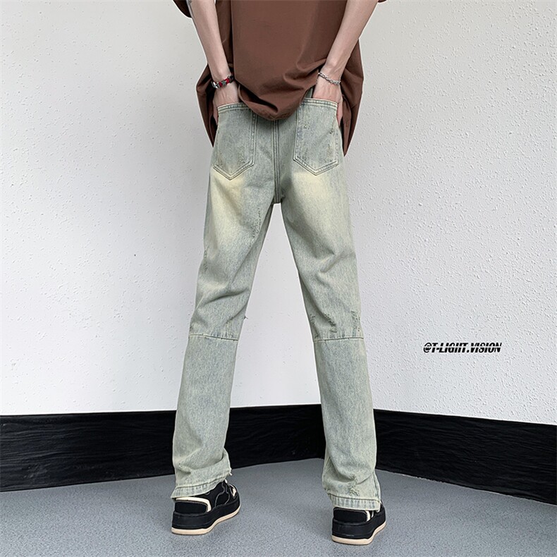 B221美式ins高街暗黑小众喷墨拉链破洞牛仔裤LK23085-P65控88,男装牛仔裤,电商B221