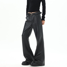 现货03美式高街vibe皮裤微喇PU皮休闲裤潮XZ211-1-K2449-P60，男装皮裤，星座211-1