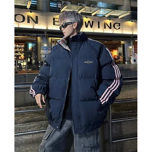 现货假两件格子羽绒棉衣抖音得物二开冬季棉服加厚外套BMY203图片