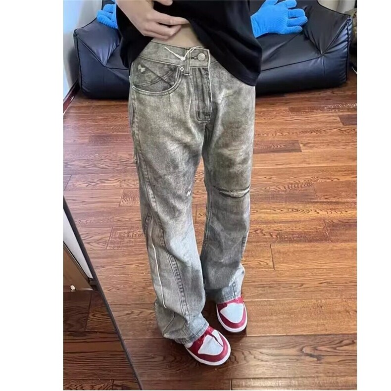 微喇叭牛仔裤男美式高街弹力水洗复古修身直筒显高休闲裤B3067,男装牛仔裤,星座601-1