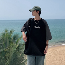 DX037P32港风情侣拼接短袖青少年学生百搭休闲潮流宽松，男装T恤，星座1204-3