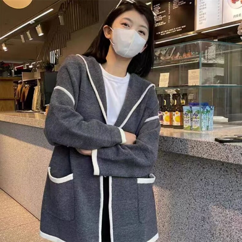 秋冬季羊毛条纹青春活力时髦款羊毛开衫短外套,女装羊毛衫,锦瑟羊绒