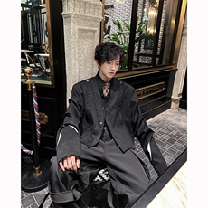 25春季解构麂皮绒拼接垫肩夹克外套JK108-P158，男装夹克，电商B288