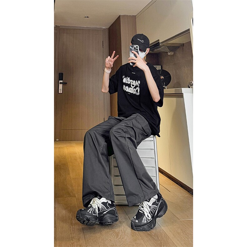 现货 美式设计感小众工装裤高街休闲拉链直筒裤男K653-P55 控78图片