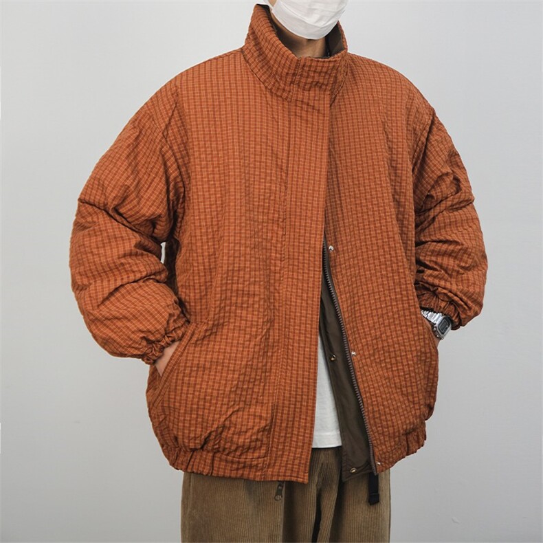 羽绒服男冬季美式复古白鸭绒双面穿加厚保暖休闲宽松情侣立领外套图片