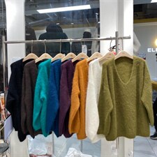 水貂毛毛衣v领颜色显白，女装针织衫/毛衣，MJJ