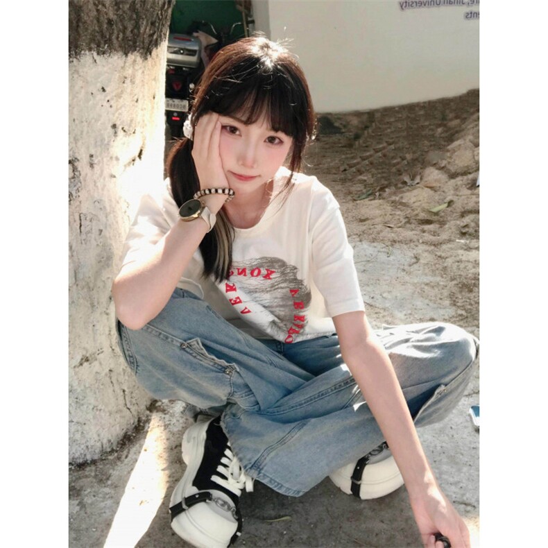 H0701-P30宽松休闲夏季短袖印花t恤女,男装T恤,星座617A-2