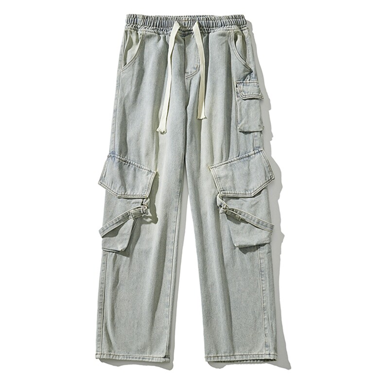 26春款街头风机能工装牛仔裤潮流百搭大口袋长裤K431P65控89图片