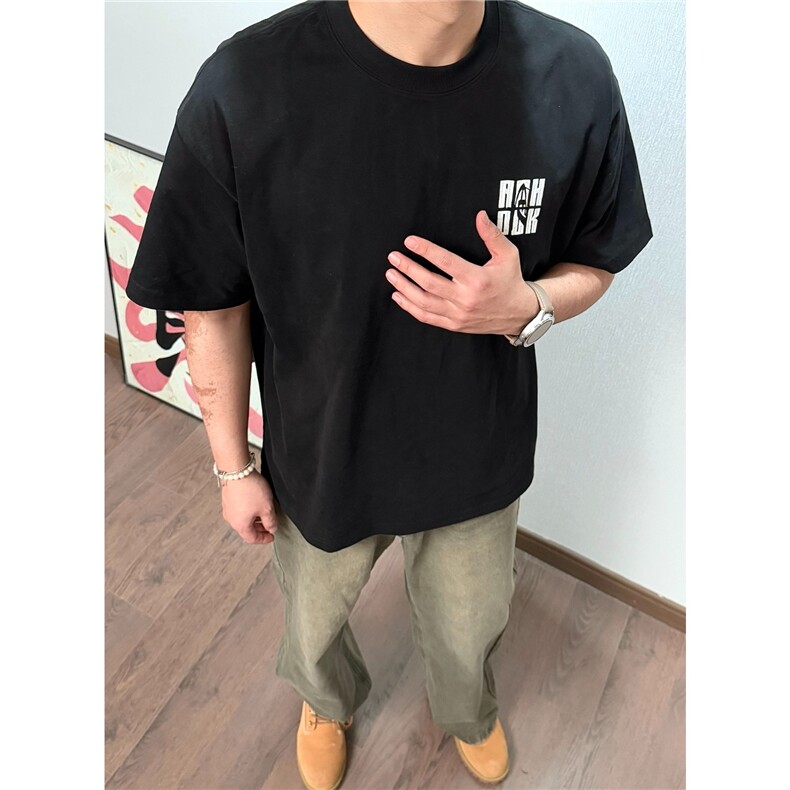 刺绣款短袖CX7125款S-3XL黑色白色白灰色，男装T恤，星座1210-1