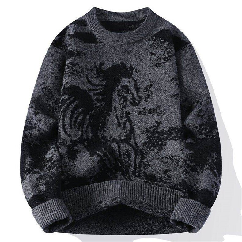 M6351-TP58新年战袍情侣装秋冬季搭毛衣红色本命马年衣服拜年服,男装针织衫/毛衣,电商D310B
