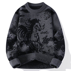 M6351-TP58新年战袍情侣装秋冬季搭毛衣红色本命马年衣服拜年服，男装针织衫/毛衣，电商D310B