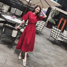 2021夏季新款棉麻连衣裙8605-7038，女装连衣裙，浙宝225