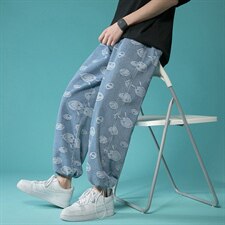 港风牛仔裤男中性风提花牛仔裤宽松直筒九分DS-C407-N201-P45，男装牛仔裤，电商C323-1