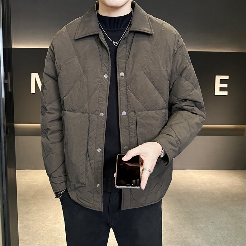 轻薄羽绒服男冬季潮流翻领短款外套男士标白鸭绒夹克Y2510-P155,男装夹克,电商A239