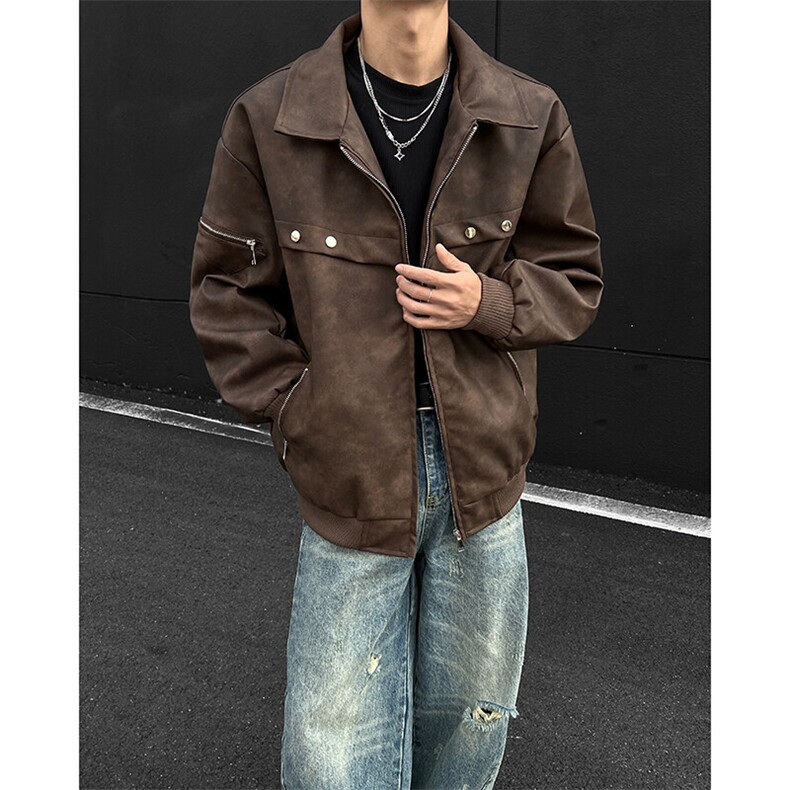 ！2025春季新款男士皮夹克潮牌春装外套JK777特P75,男装夹克,电商B220