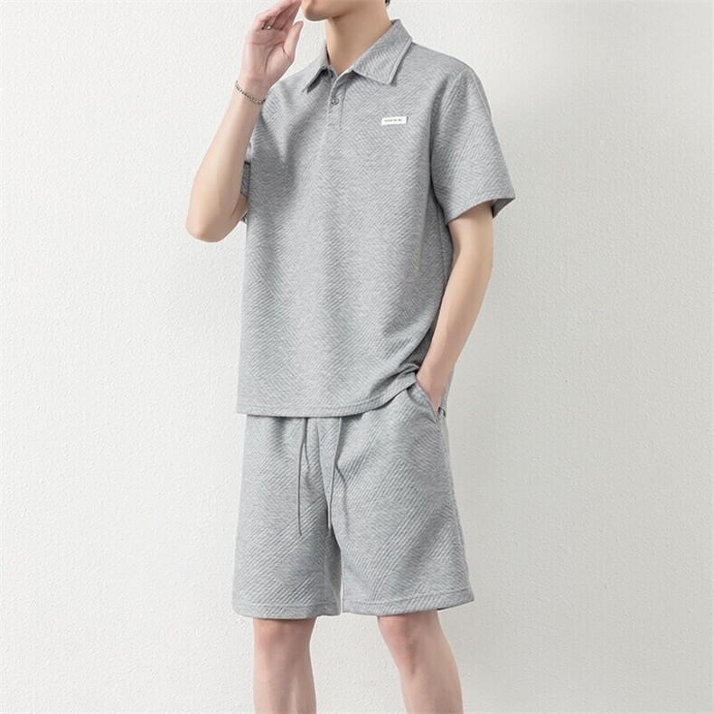 纯色二开TZ25305-特P55休闲运动套装男夏季新款短袖t恤短裤两件套,男装牛仔裤,电商D310B-1