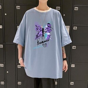 短袖男夏宽松纯棉T恤男百搭港风韩版情侣中性日系潮DT0266 P20图片