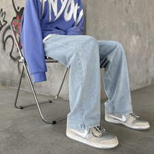 主推！宽松直筒拖地系绳牛仔裤长裤B377-K01-P38-限58，男装牛仔裤，电商B377