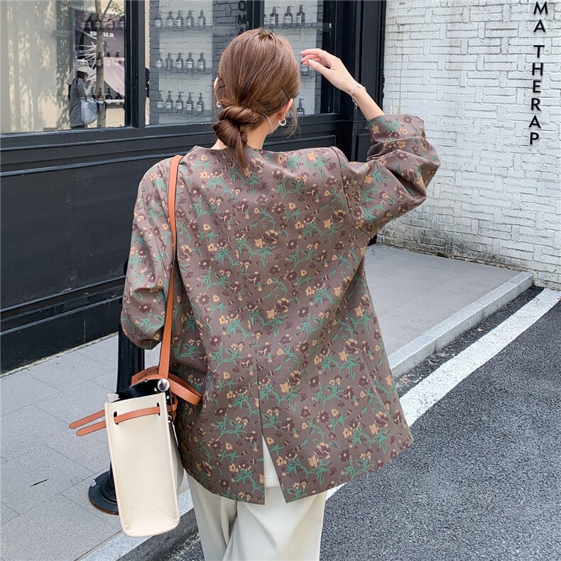 美拉德碎花西装外套女春秋2025新款流行韩系大方得体西服爆款超火,女装西装,2C205