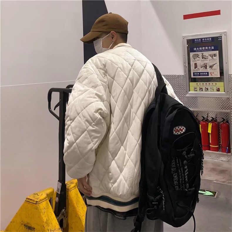 美式复古棒球棉服男冬季刺绣设计菱格情侣外套加厚棉衣MY8060-P80,男装棉衣,星座1008-2