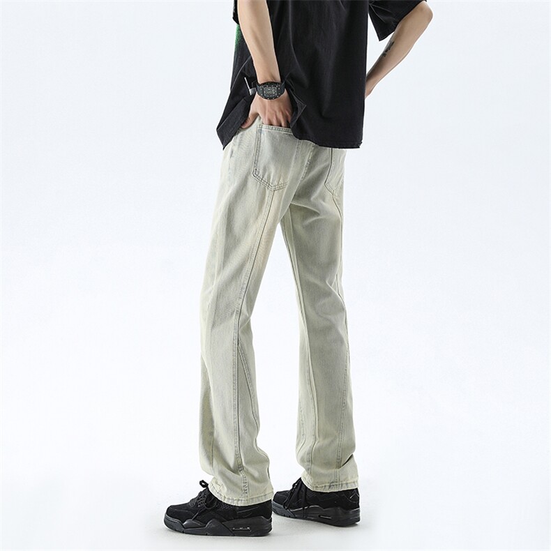 B221美式ins高街暗黑小众拼接修身牛仔裤LK24157-P60控78,男装牛仔裤,电商B221