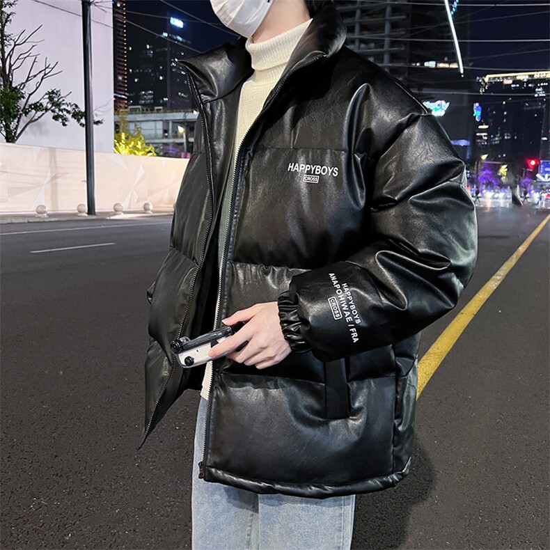 新款立领pu皮印花衣男秋冬季加厚面包服外套保暖服MY613-P115,男装棉衣,星座505-3