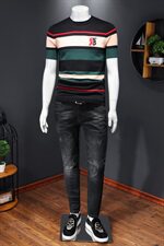 短袖毛衣男2021秋冬新款针织打底衫6606P85假模M-3XL，男装针织衫/毛衣，天晨