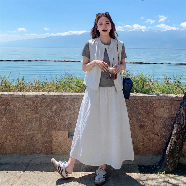 现货夏季马甲套裙三件套p175-k255，女装套装/套裙，丝露怡语