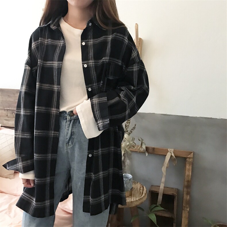 TC416-P40韩版格子衬衫宽松中长款防晒长袖衬衣,男装防晒衣,星座617A-2