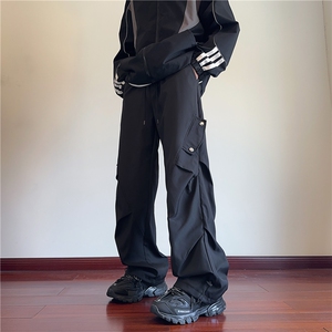 INS秋季新款机能户外褶皱宽松冲锋裤伞兵裤B315-K24308-特p35控68,一百八十斤男九零后穿搭图片