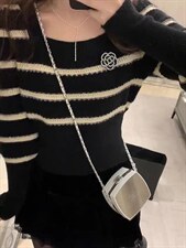 现货春季新款条纹方领毛衣，女装针织衫/毛衣，CHERRY·印