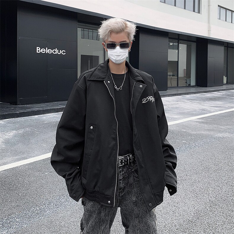 秋季美式复古宽松街头港风潮牌机车外套男休闲夹克JK0756-P70,男装夹克,星座308B-1