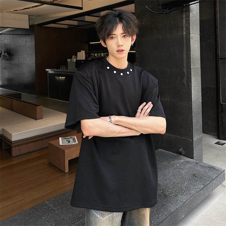 现货2025夏新潮男圆领纯色T恤A071-T30-P35,男装T恤,电商A071