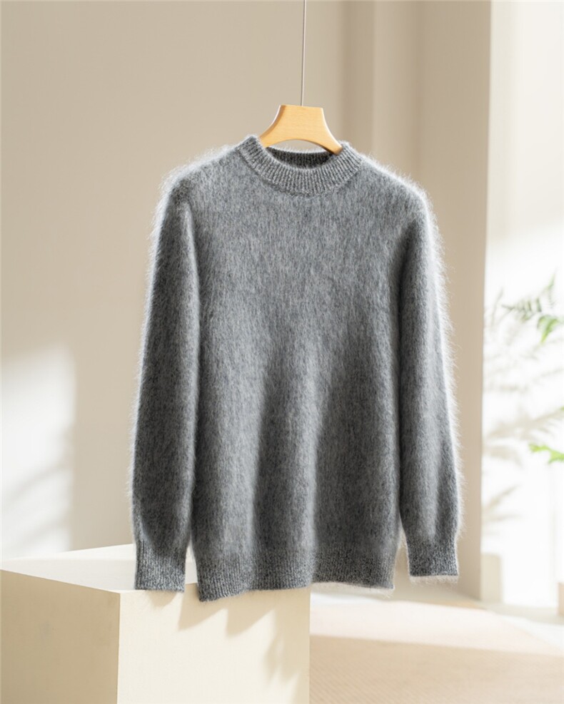 2025百搭时尚简约男款半高领保暖舒适，男装针织衫/毛衣，伊纯羊绒