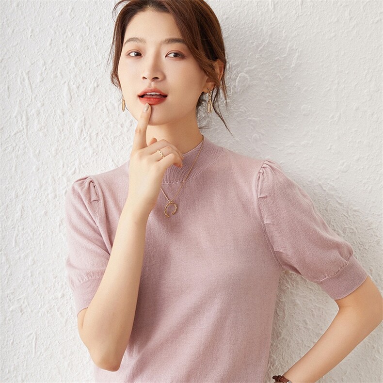 半高领毛衣女修身针织新款纯色内搭套头打底衫,女装羊毛衫,亿东羊绒