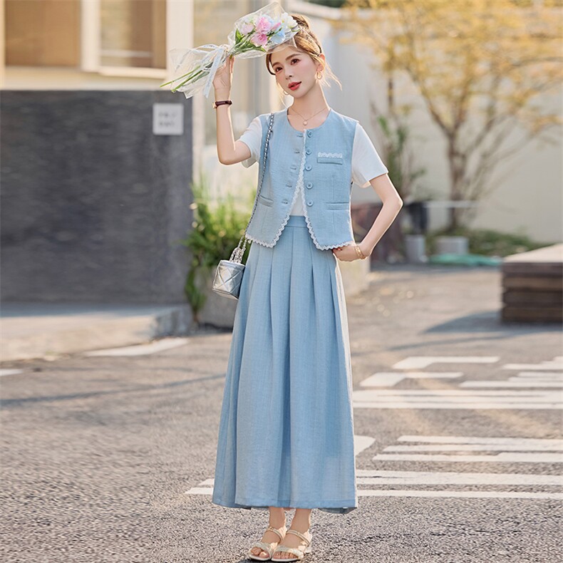 轻奢高级感穿搭套装女2025夏季减龄洋气小香风马甲裙子三件套遮肉,女装套装/套裙,慧尚依恋