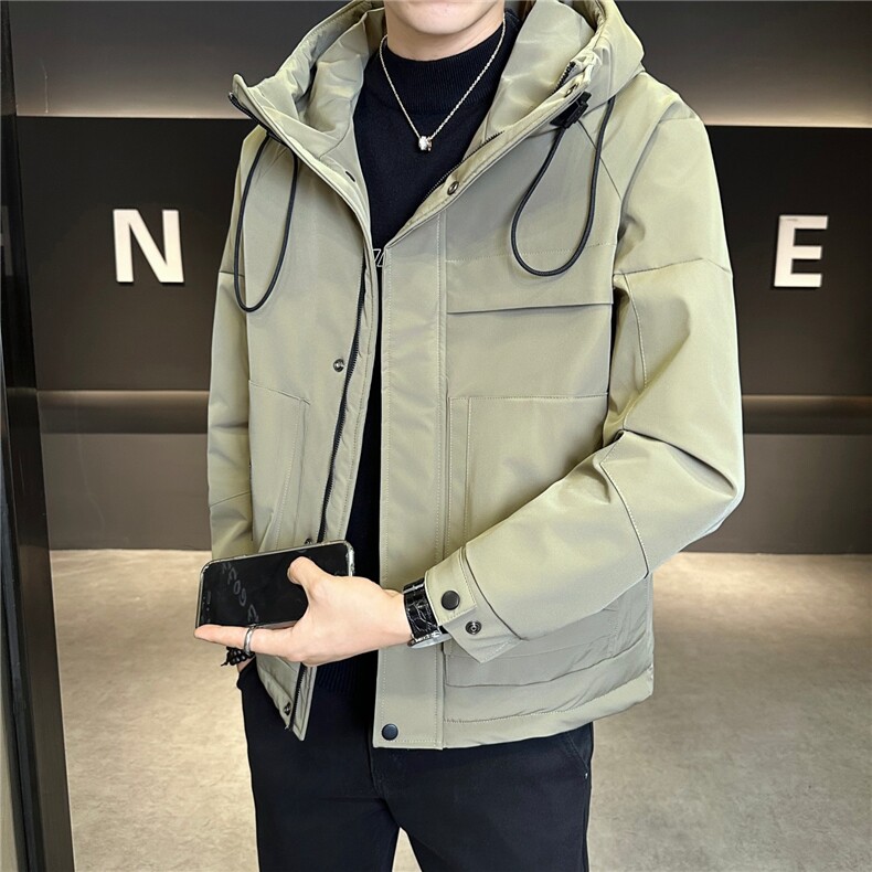 2025秋冬新款二棉加棉夹克连帽工装冲风衣男士外套棉服,男装风衣,星座414（原B263）