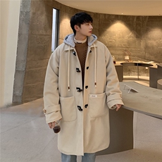 1港风牛角扣加棉呢大衣可拆卸帽大码M-5XL外套男FY8716P138控188，女装短外套，星座226-2