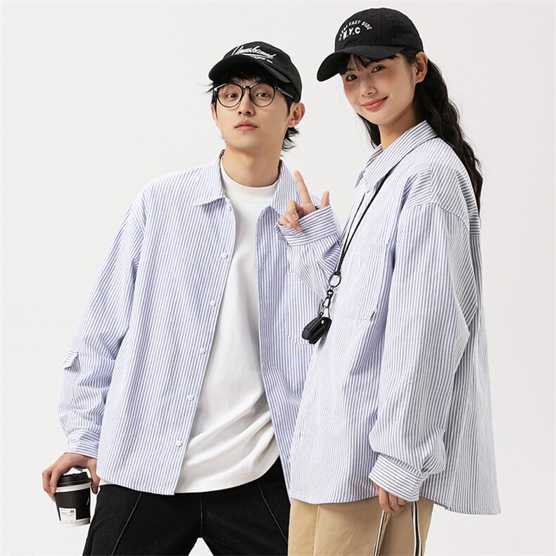 2026春季新款男日系潮牌条纹长袖衬衫宽松外套衬衣CS268-F75,男装衬衫,电商A101（原外27）