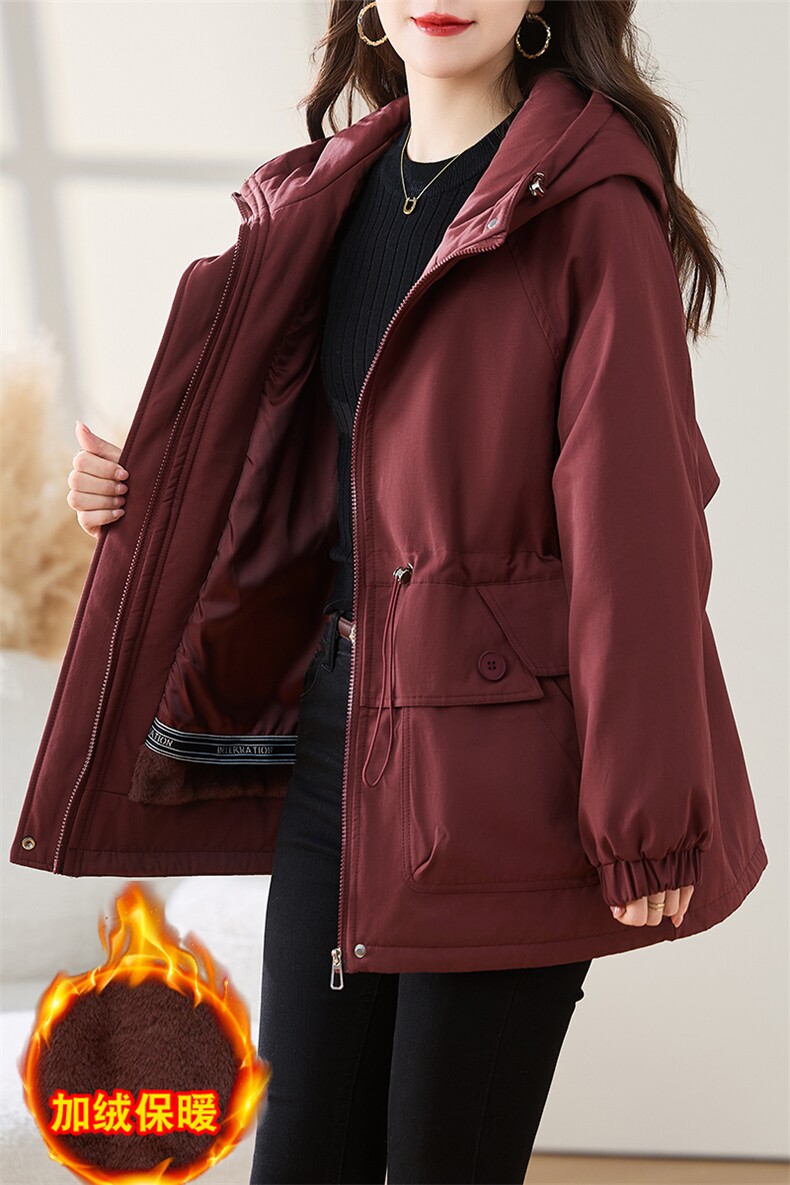 现货！2024冬季新款棉衣女安可拉红加绒棉服外套,女装棉衣/棉服,慕咨