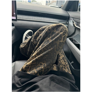 美式复古豹纹牛仔裤直筒宽松男vintage休闲裤子 N1528图片