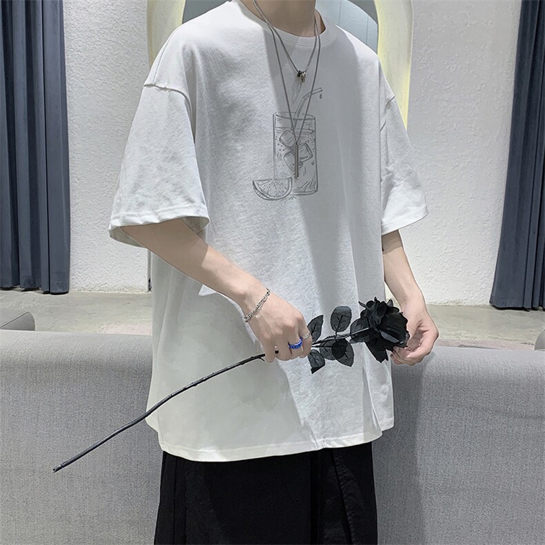 wassupcandy冰丝短袖t恤男夏季潮牌休闲上衣港风ins潮流休闲半袖,男装T恤,电商A102-1