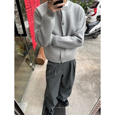 秋冬格雷同款设计纽扣针织开衫圆领宽松百搭休闲简约毛衣外套男女，男装针织衫/毛衣，星座601-1