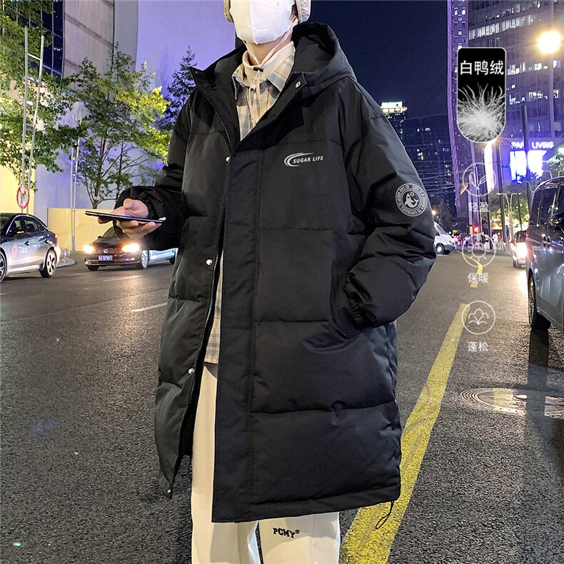 港风夜景标50白鸭绒宽松长款连帽羽绒服YR1880P225控298,男装羽绒服,电商A247