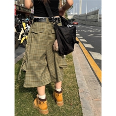 大口袋工装七分裤男女2025夏季新款宽松美式潮牌阔腿裤A9014-P48，男装牛仔裤，星座208-5