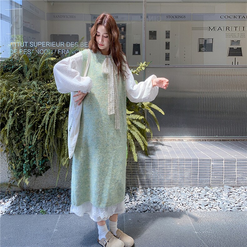 甜美蝴蝶结罩衫白色连衣裙套装女春秋2025新款法式温柔风流行爆款,女装套装/套裙,2C217
