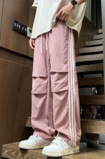 得物二开春季新款撞色侧条纹伞兵裤宽松直筒休闲运动裤K501-P32，男装休闲裤，星座914-3