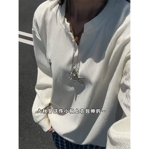 XZ809A/SYR02/特P24/控48肌理感绣花腊肠狗V领长袖T恤卫衣