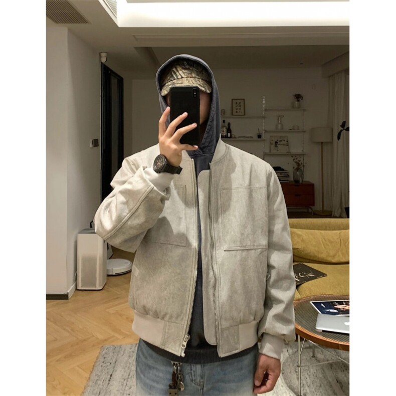 美式复古外套男女2025春季新款高级感棒球服飞行员夹克W6489-P65图片