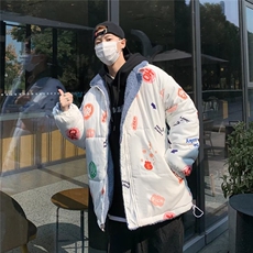 美式高街棉服男冬季痞帅宽松面包服外套潮牌两面穿棉衣，男装棉衣，星座716-2